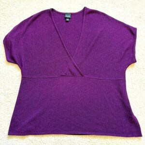 Eileen Fisher lagenlook purple tunic top, cotton/silk blend, 1X EUC